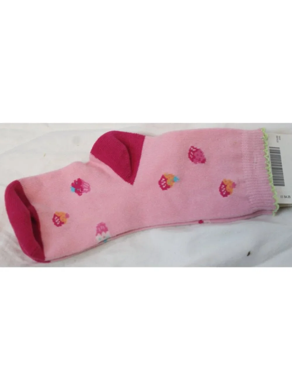 2003 Gymboree Sweet Cupcake Pink Socks sz 4-5 yrs Medium 10-11 Shoe Scallop Edge